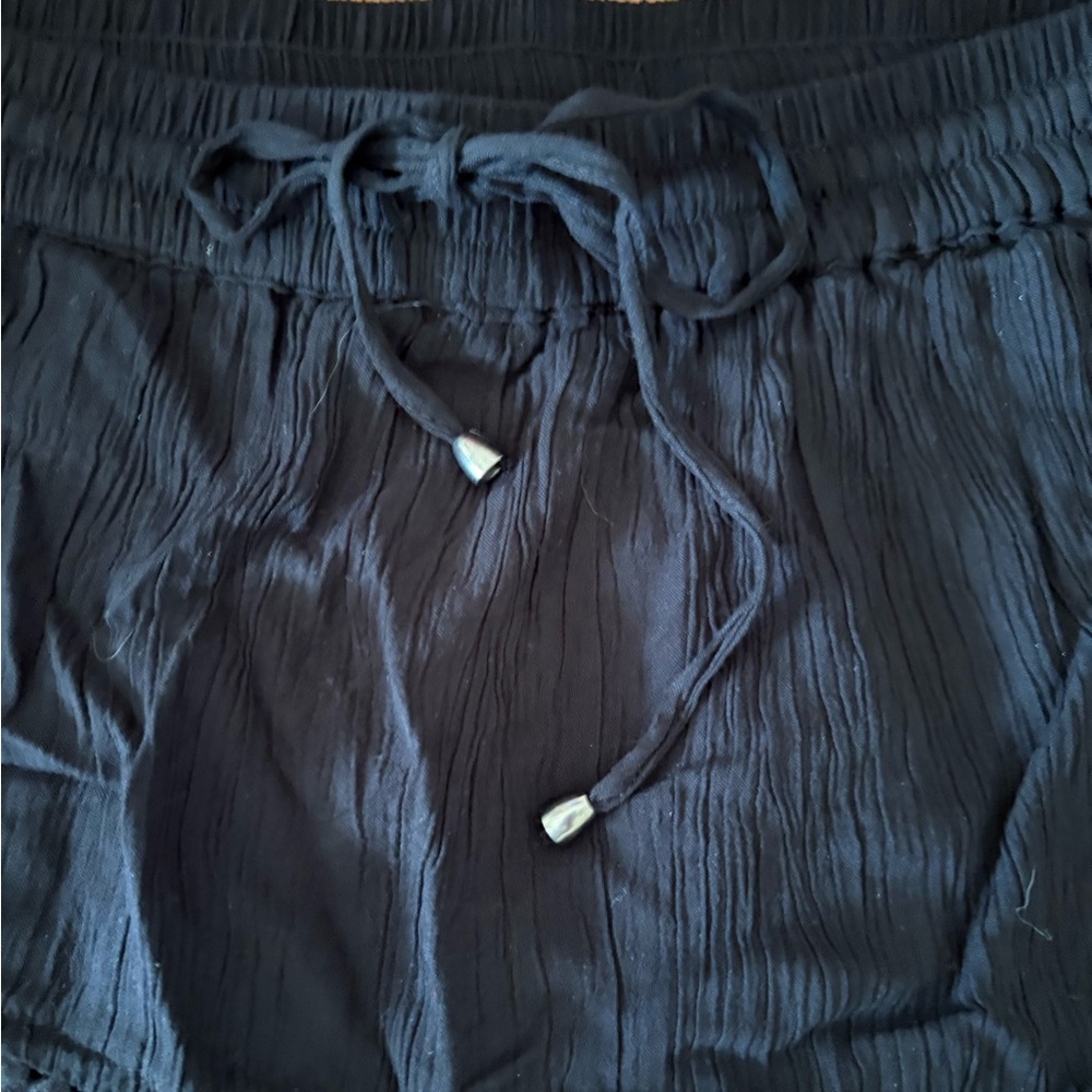 ZARA Smocked Ruffled Tiered Black Gauze Drawstring Skort Size Medium NWT - Picture 6 of 14